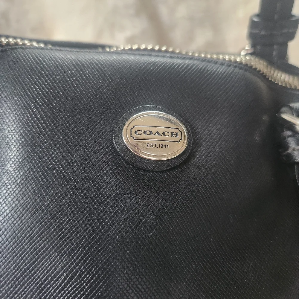 Coach Black Peyton Leather Cora Domed Satchel - Picture 2 of 16